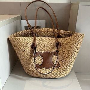 Celine straw tote bag